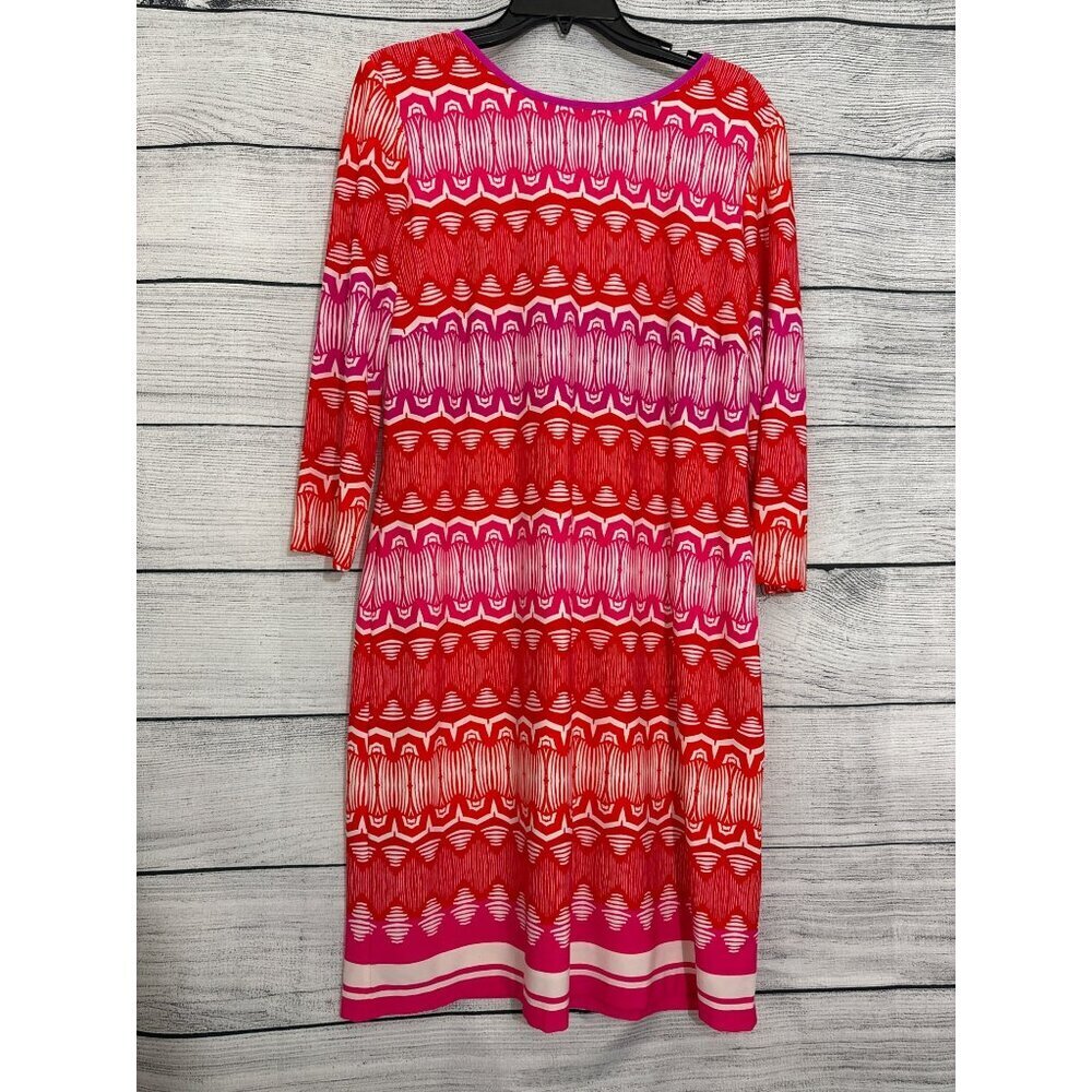 Eliza J Colorful Geometric Print Dress With 3/4 Sleeves Size 12